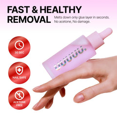 Applying remover drops to nails for fast peel-away action with UUUUU.