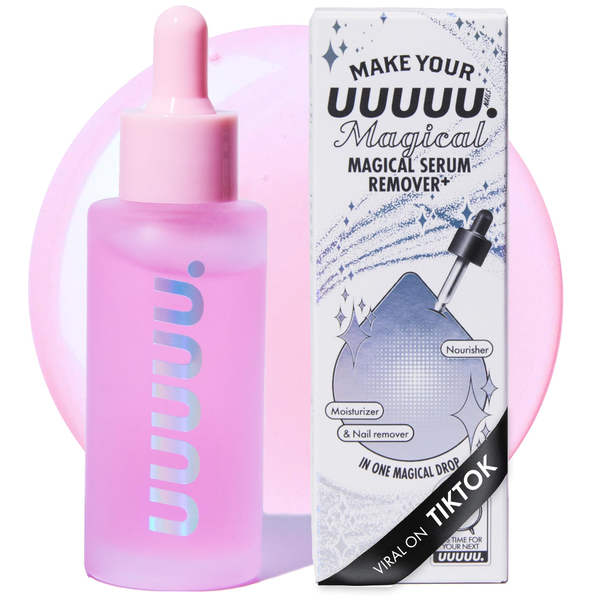 UUUUU Gel Nail Strip Remover bottle for quick, gentle removal.