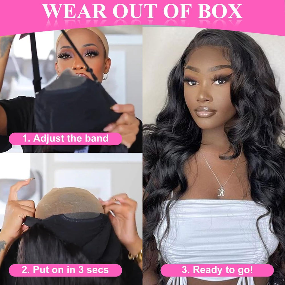 Uveous 180-density body wave wig offers natural volume and movement.