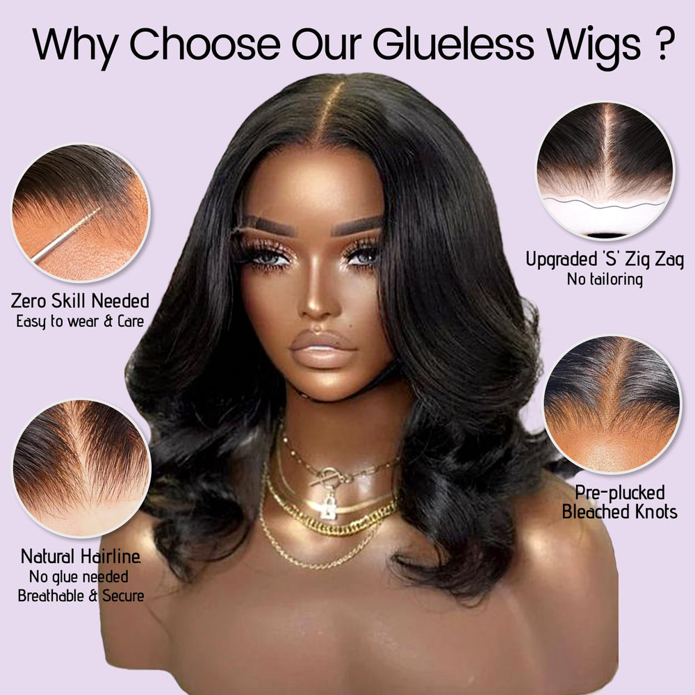 Daily wear glueless wig with easy on and off, 14 inch length
