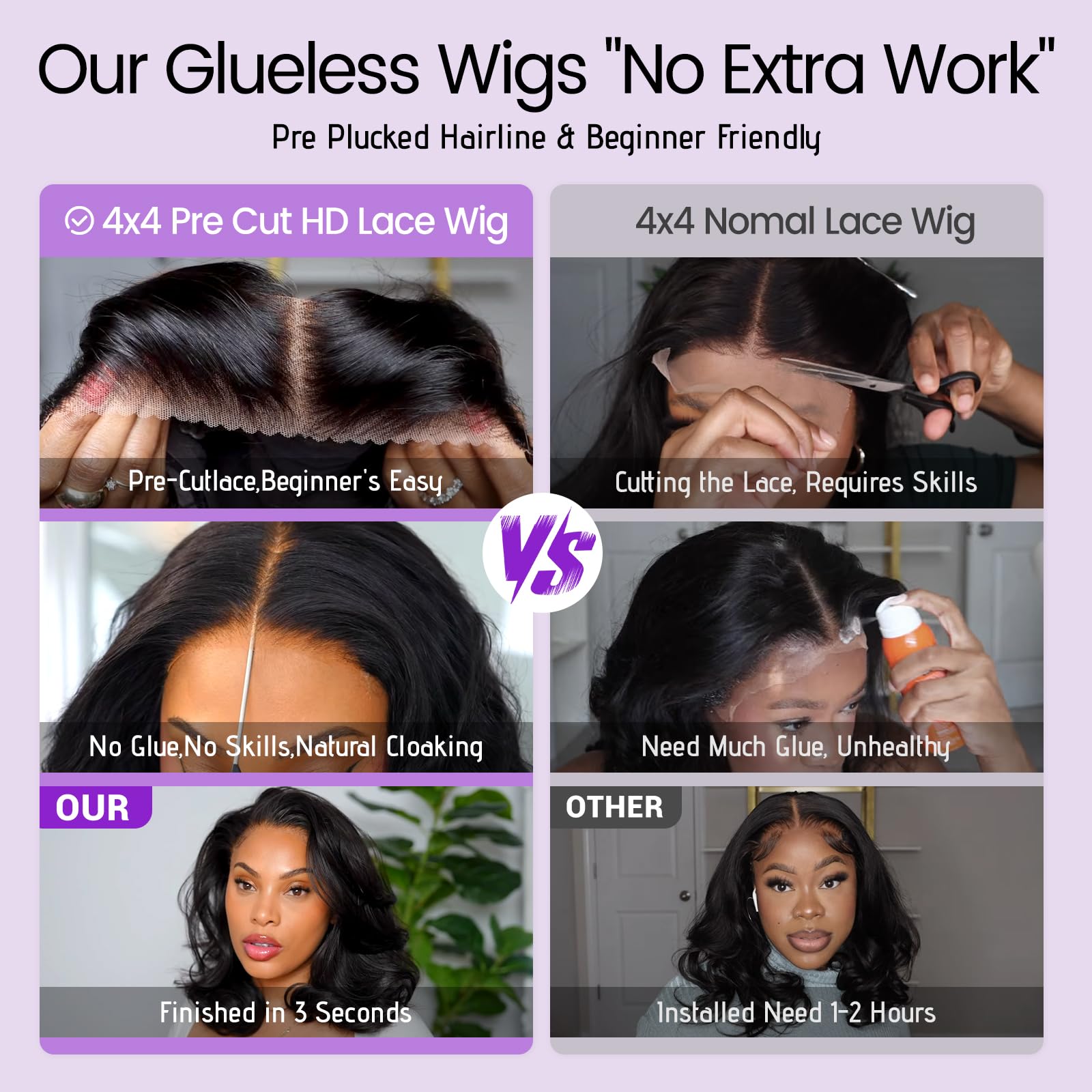 Pre-plucked pre-cut wig cap ready to wear