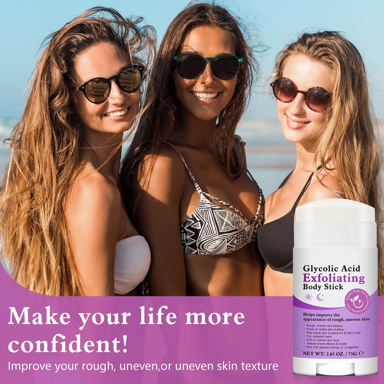 UXENPHXF Glycolic Exfoliating Body Stick easy-glide provides quick, comfortable exfoliation.