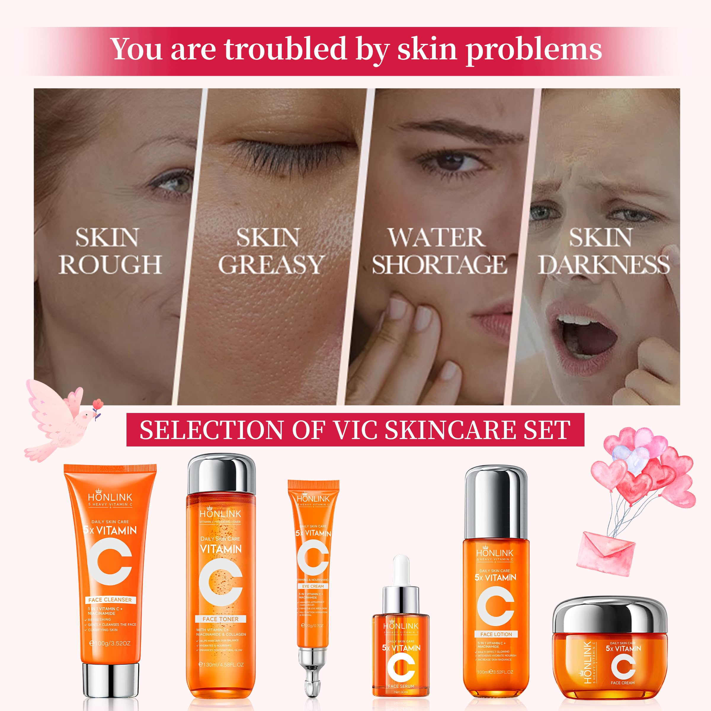 UZTUZT 6-piece skincare set moisturizer pot for all-day hydration