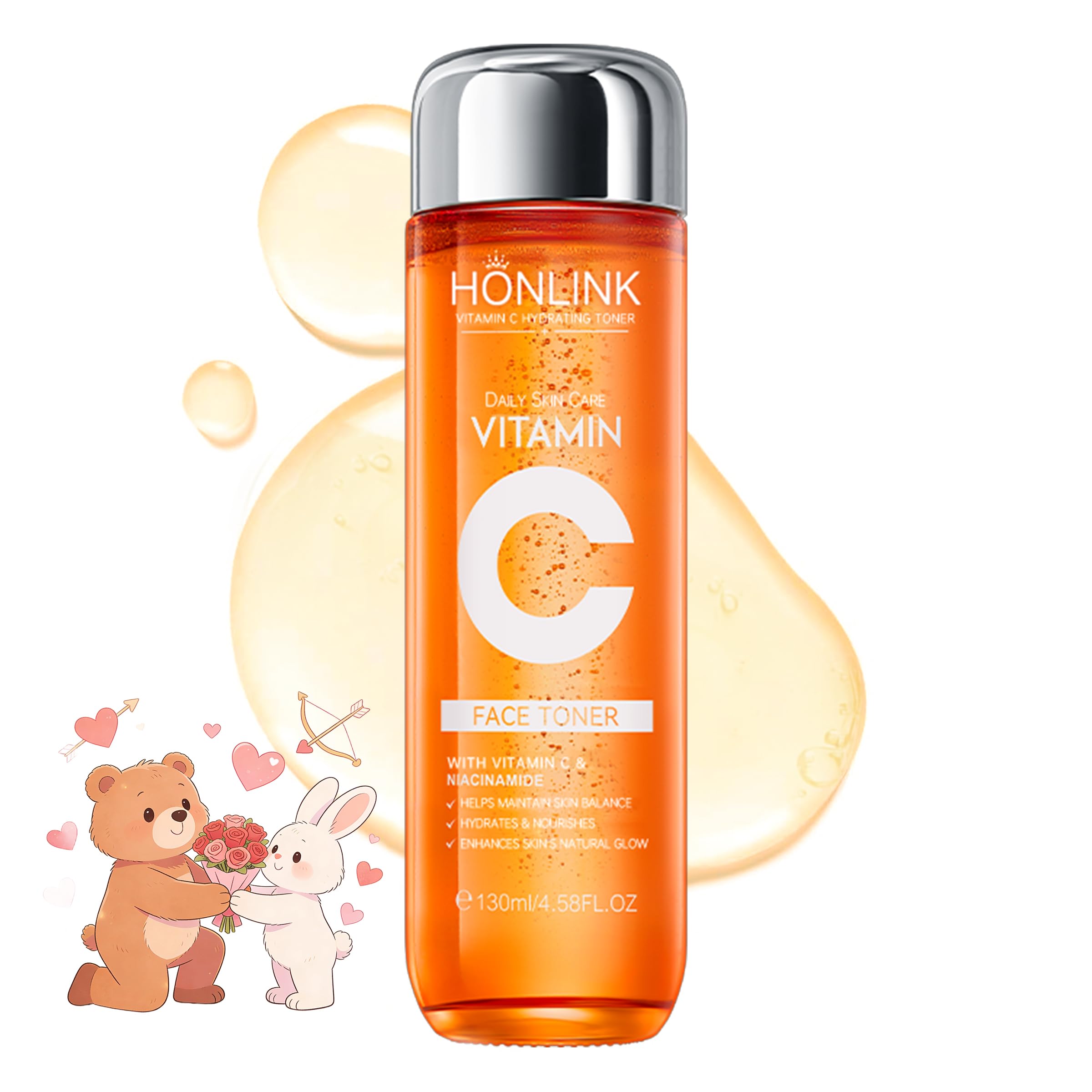 UZTUZT Premium 5X Vitamin C toner bottle close-up for glow-enhancing hydration.