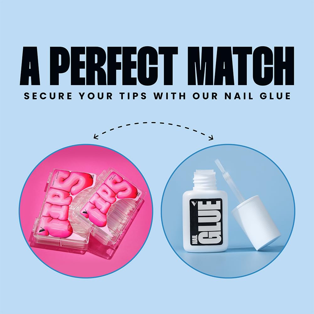 V Beauty Pure nail-tip application for secure tip adhesion.