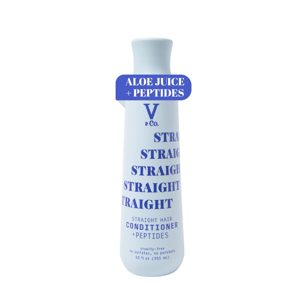 V&Co Straight Hair Conditioner bottle front view for smooth hydration.