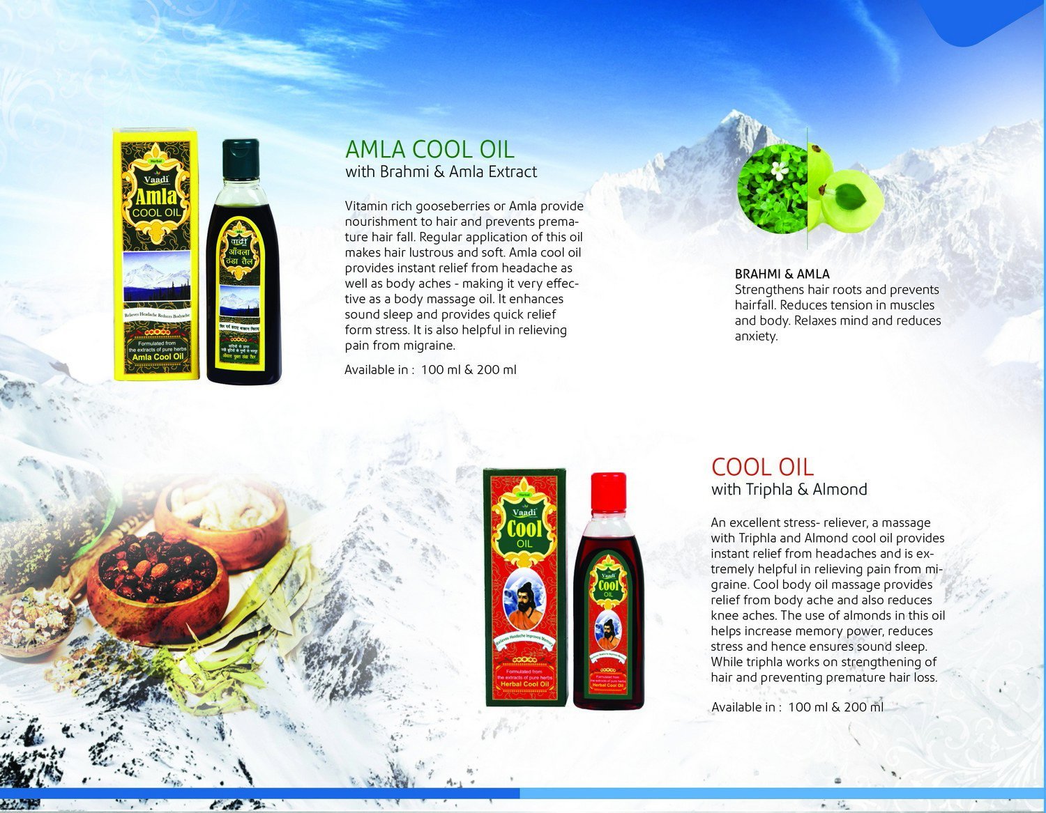 Vaadi Herbals Amla and Brahmi Hair Oil packaging-6point76oz shows convenient routine use