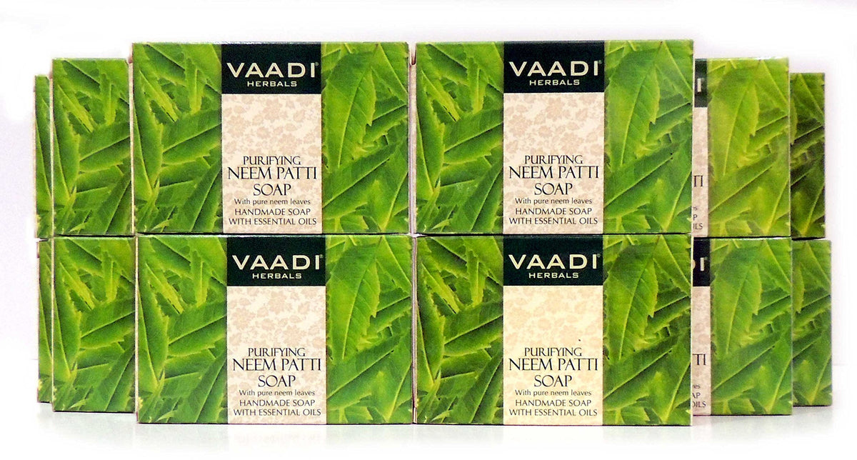 Vaadi Neem Leaves Bar Soap pack of 12, natural cleanser for all skin types.