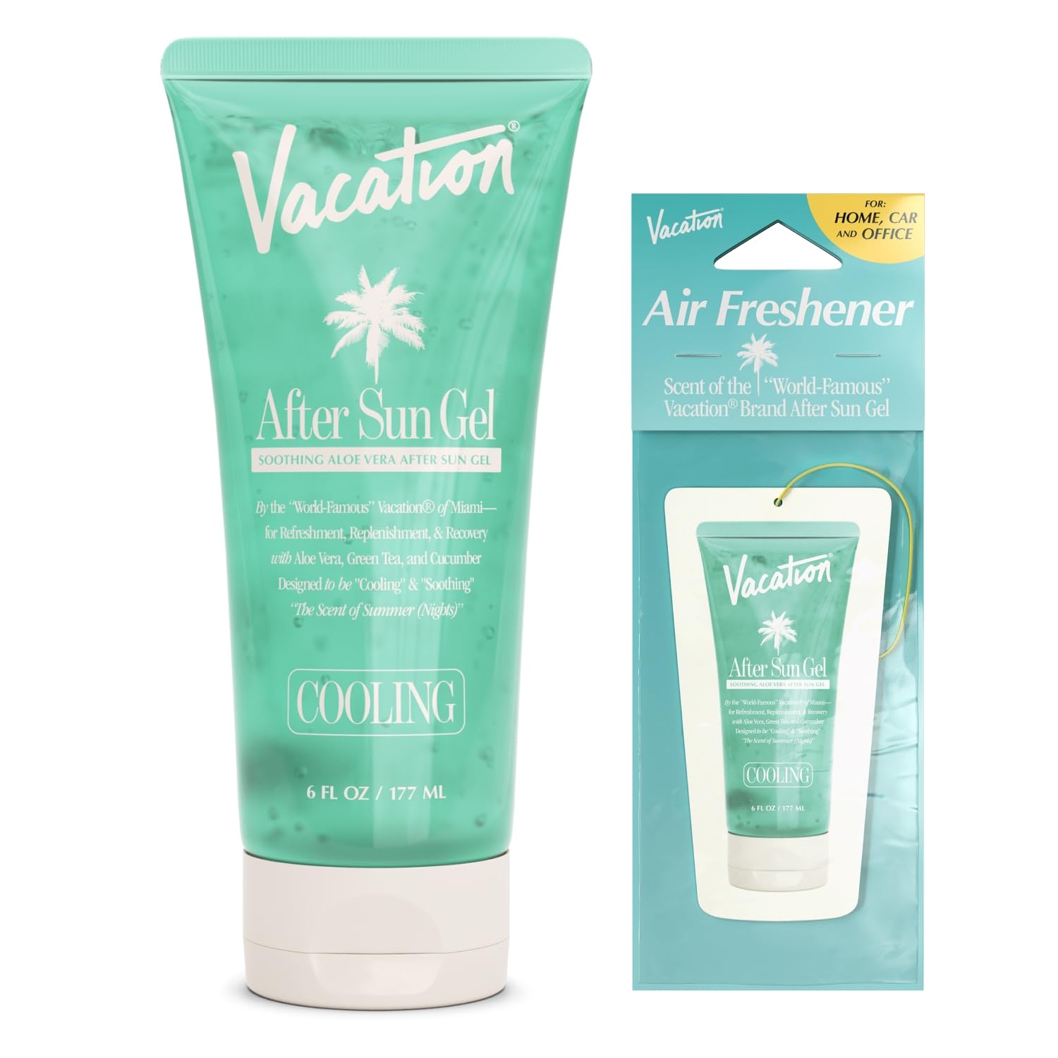 VACATION after sun gel bottle close-up for cooling sunburn relief