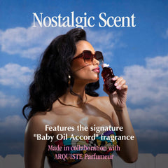 Vacation Baby Oil SPF 30 in-hand texture reveals radiant, transparent glow.