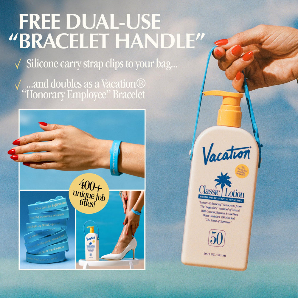 Vacation Classic Lotion SPF 50 vegan and cruelty-free formulation.