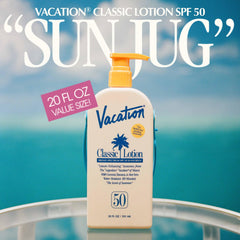 Vacation Classic Lotion SPF 50 water‑resistant bottle ready for pool days.