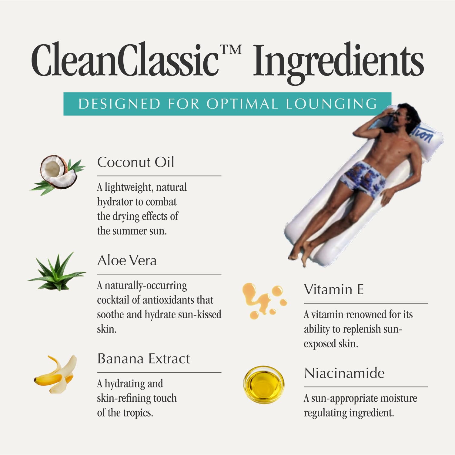 Tropical scent notes for VACATION sunscreen with poolside vibes