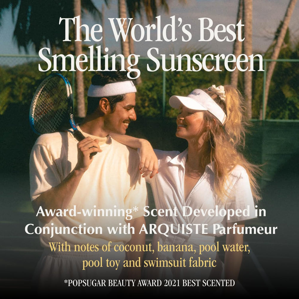Vacation Classic sunscreen spray shown upside-down for flexible application
