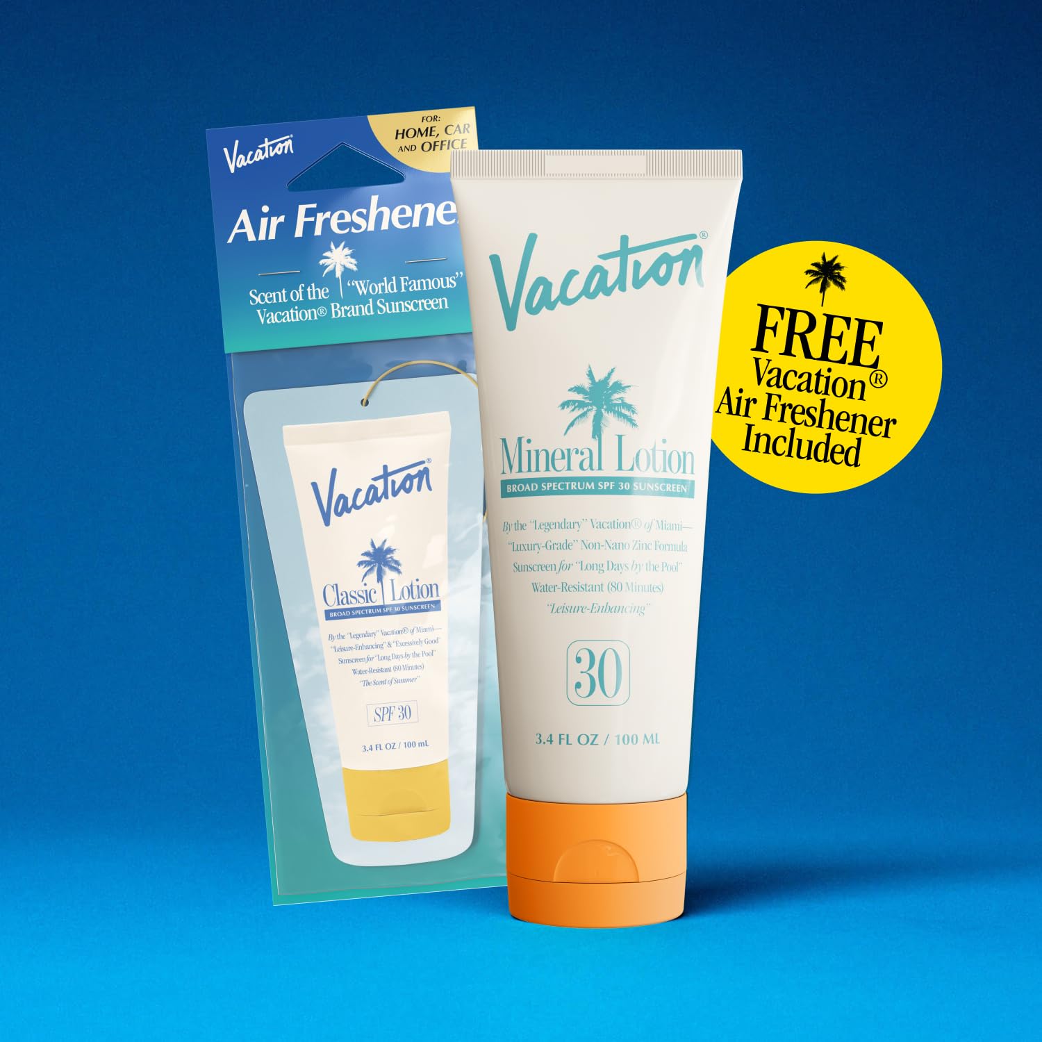 Vacation mineral sunscreen close-up highlighting zinc-based formula.