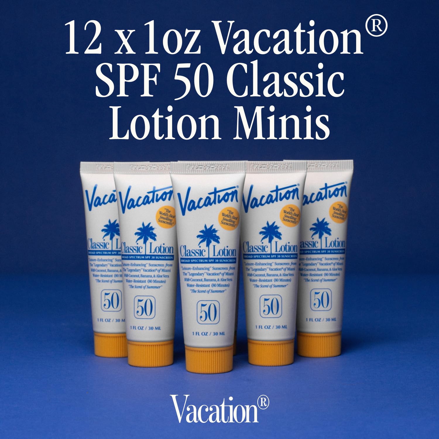 Vacation Mini Classic Lotion SPF 50 12-pack, ideal for gifting and party favors