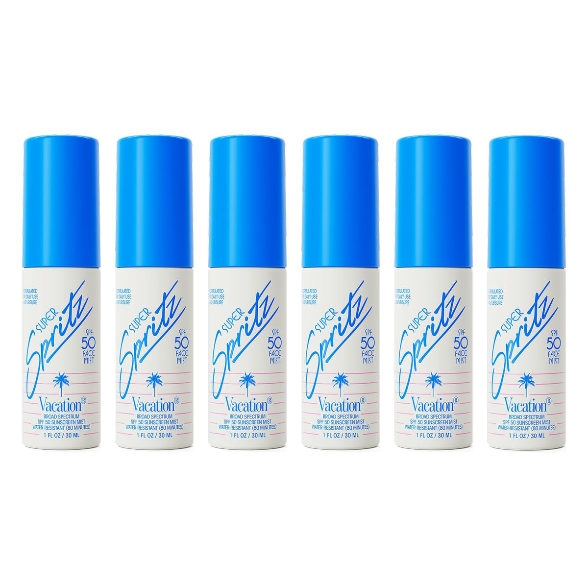 Vacation Mini Super Spritz SPF 50 bottle highlighting travel-friendly sunscreen