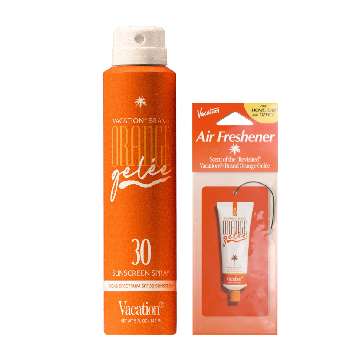 Vacation Orange Gelée SPF 30 sunscreen spray showcases quick, even coverage for sunny days.