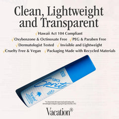 Travel size Vacation SPF 50 face mist packaging suitable for carry-on bags