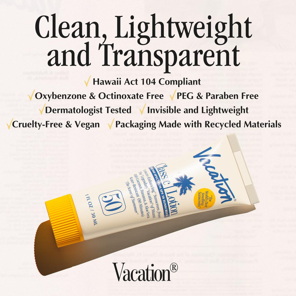 Vacation SPF 50 water-resistant for 80 minutes during swim or sport