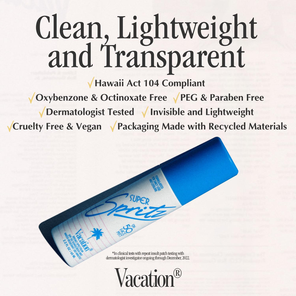 Travel-size Vacation Super Spritz packaging designed for on-the-go protection.