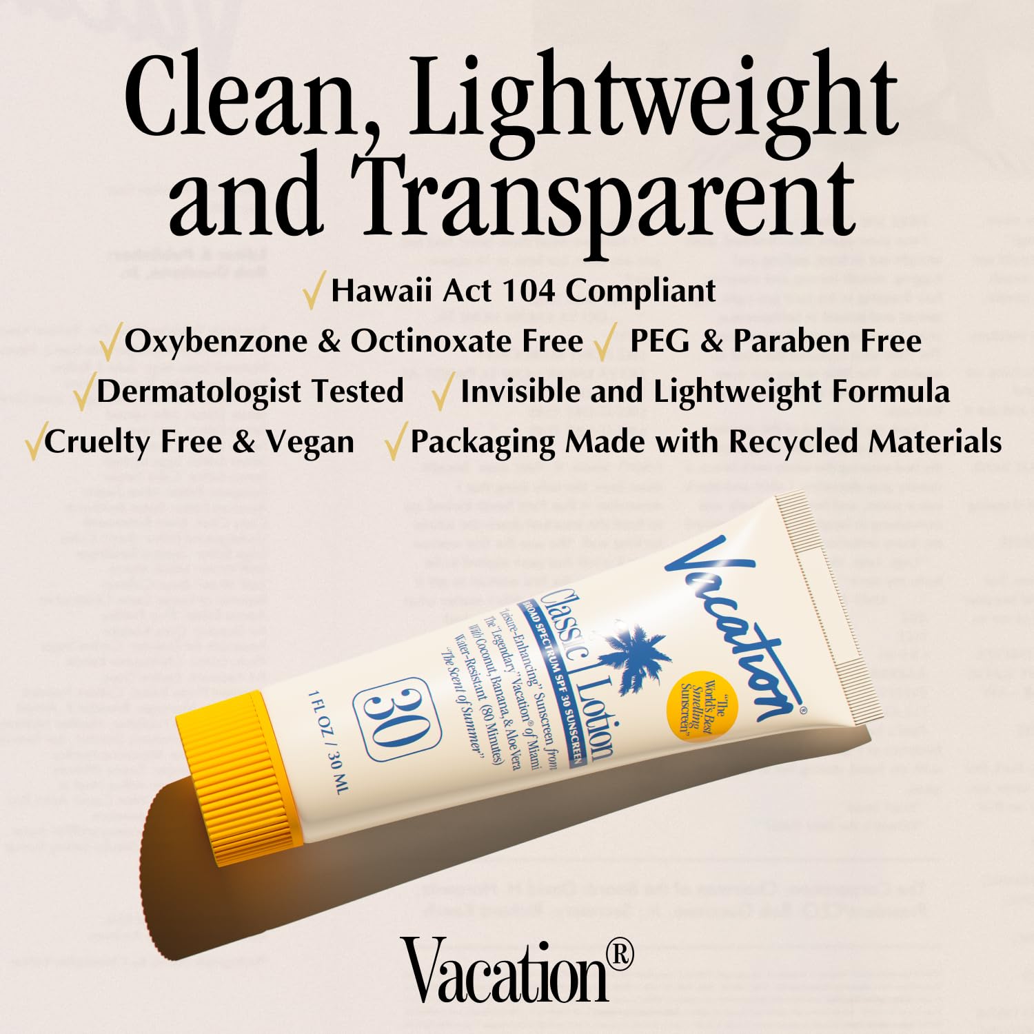 Vacation water-resistant SPF 30; long-lasting protection at beach or pool