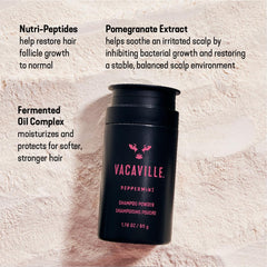 Vacaville Peppermint Powder Conditioner bottle for hydration and shine.