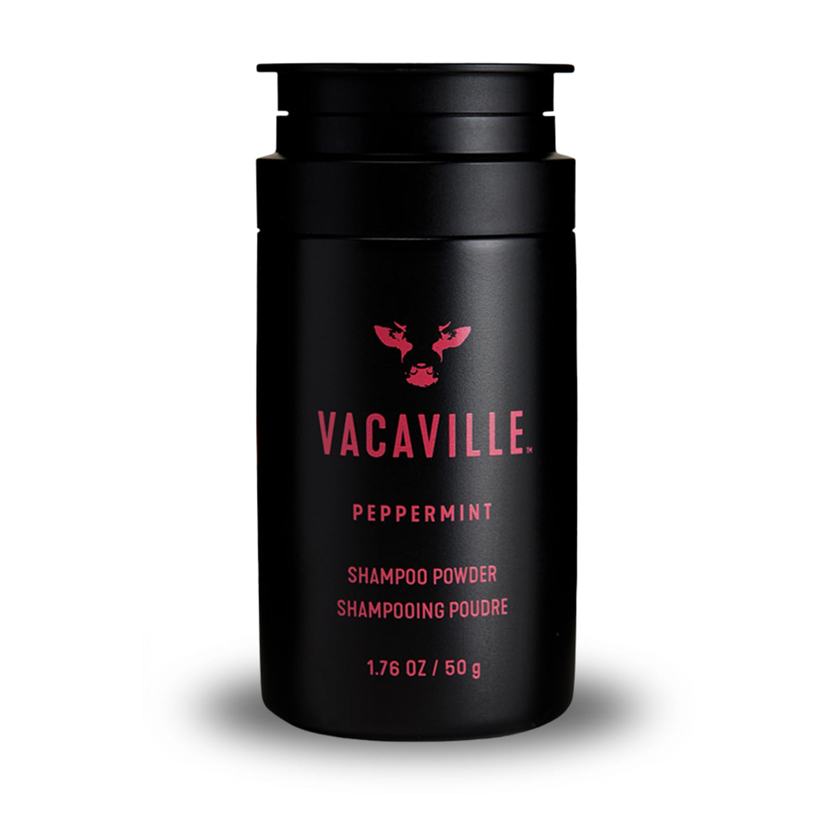 Vacaville Peppermint Powder Shampoo pour shows powder-to-lather action for a refreshing wash