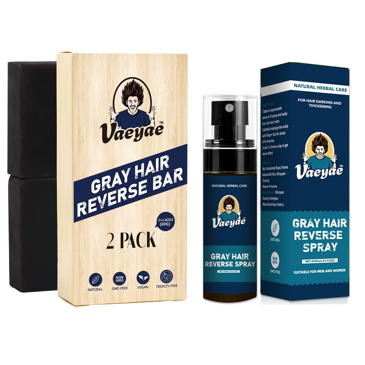 VAEYAE Hair care set on vanity with silky texture and vibrant color hints.