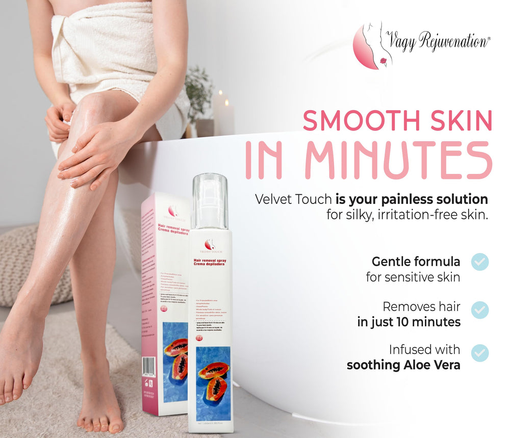 Velvet Touch application step for precise, gentle depilation.