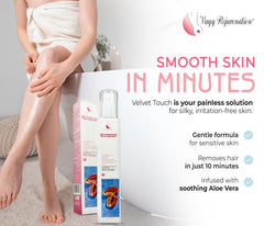 Velvet Touch application step for precise, gentle depilation.
