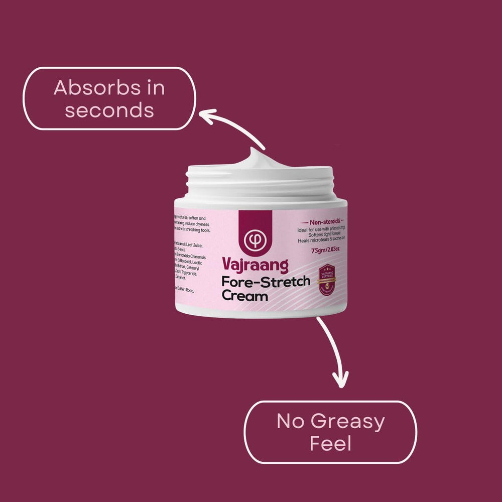 Vajraang Fore-stretch Cream being massaged into skin for daily use