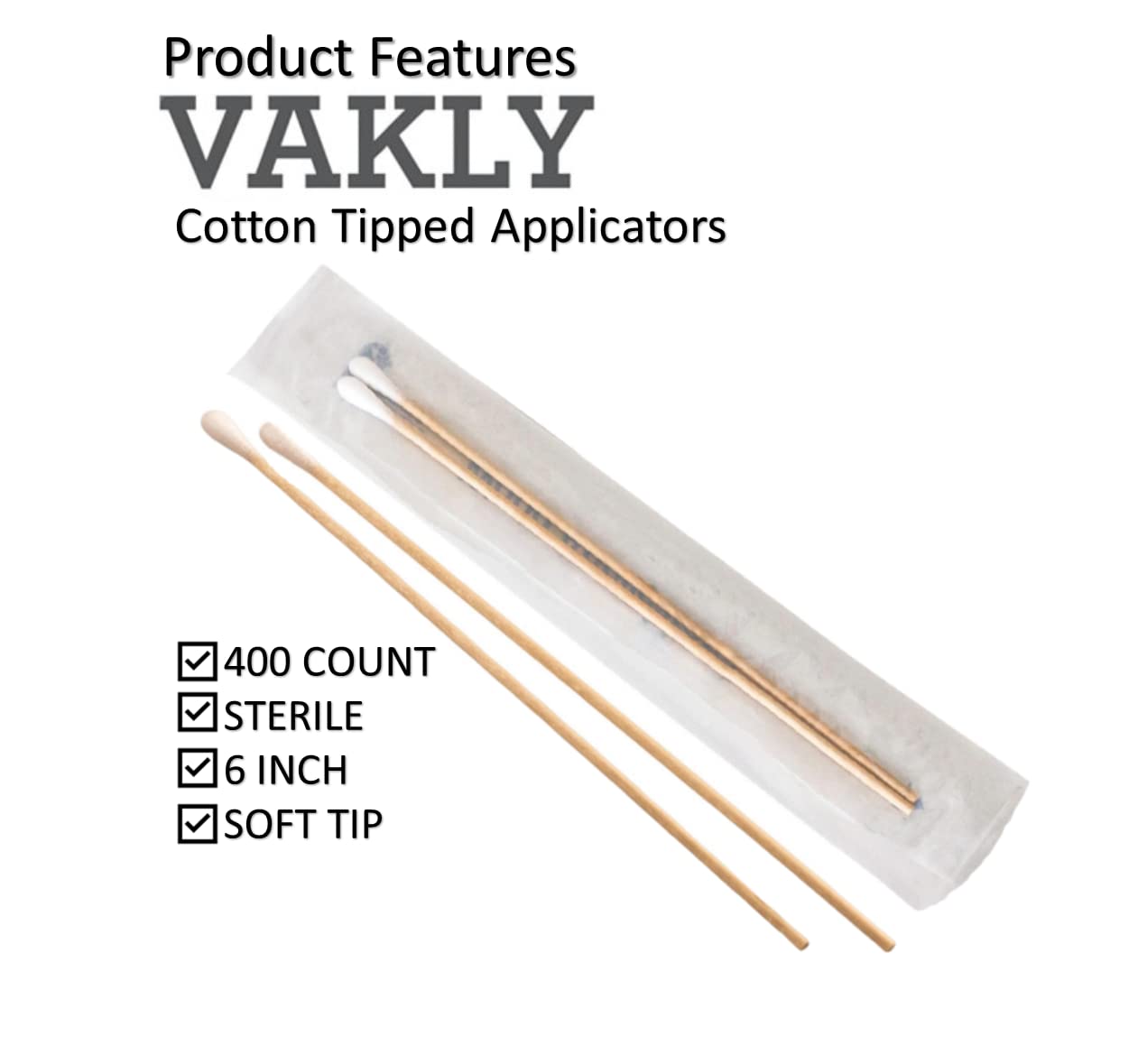 Vakly sterile packaging with peel-down access keeps swabs clean and ready.