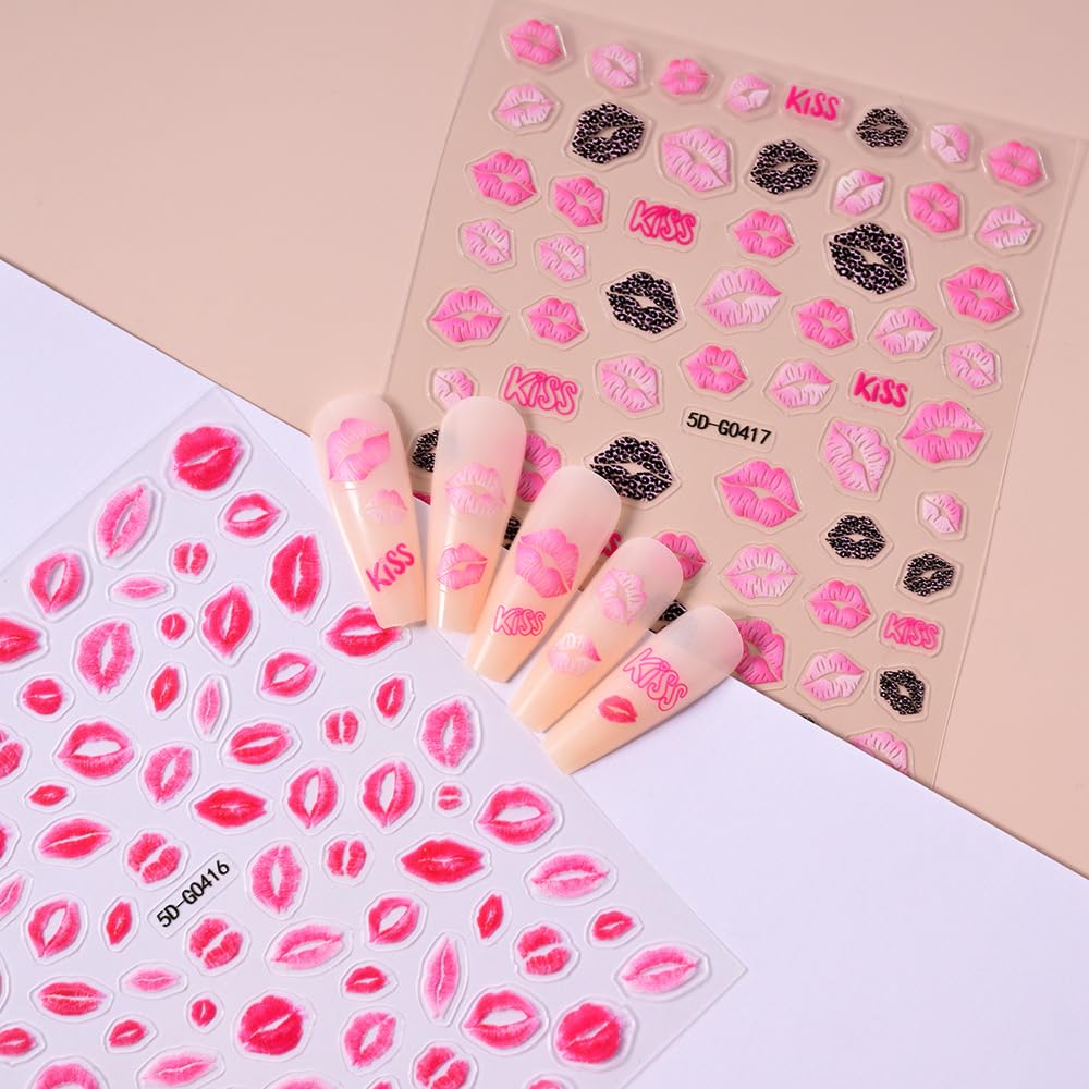 Valentines nail stickers are easy to apply with tweezers and top coat.