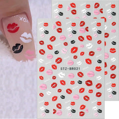 Valentines nail stickers feature a 5D embossed look for textured shine.