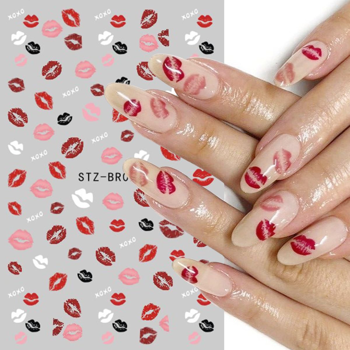Valentines nail stickers suit spring styles for fresh manicure ideas.