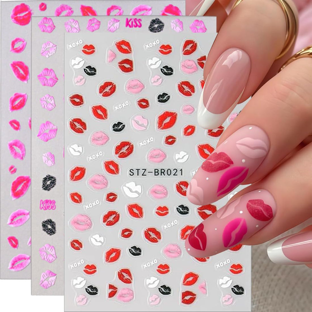 Valentines nail stickers come in a three sheet pack for variety.
