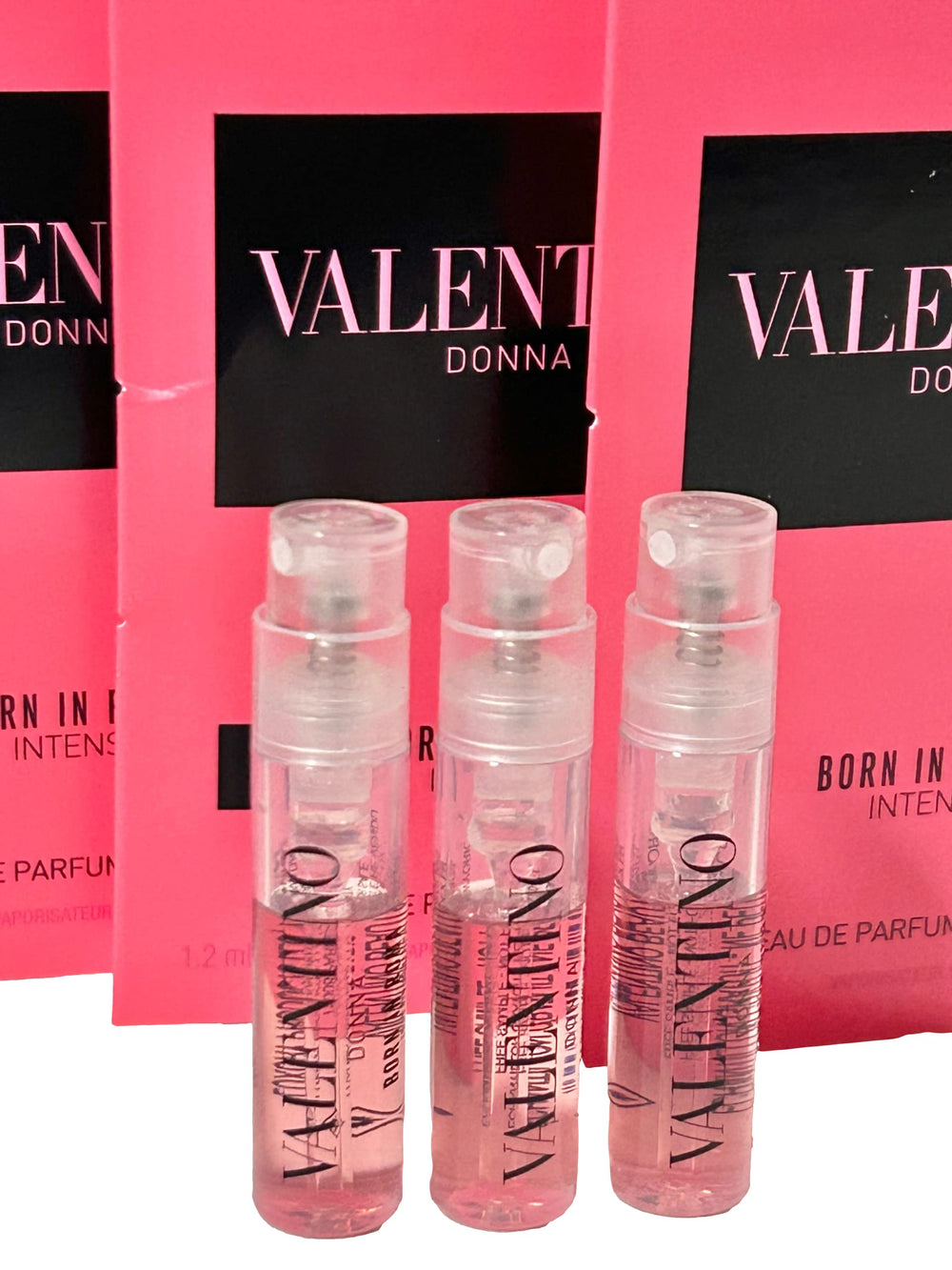 Valentino Born in Roma Intense EDP mini sample pack image showcasing travel-friendly mini bottles