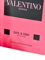 Valentino Born in Roma Intense EDP display with three partial bottles for versatile testing