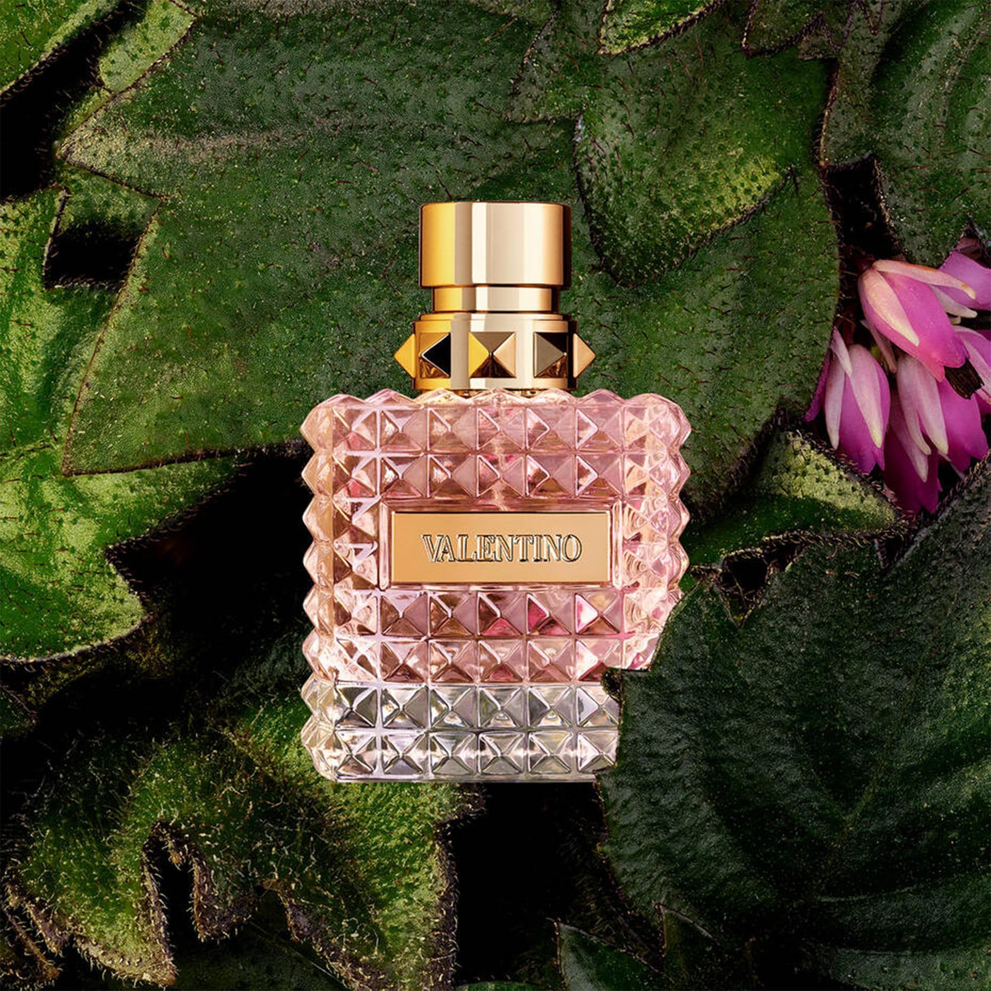 Valentino Donna EDP bottle closeup showcases premium materials and refined texture
