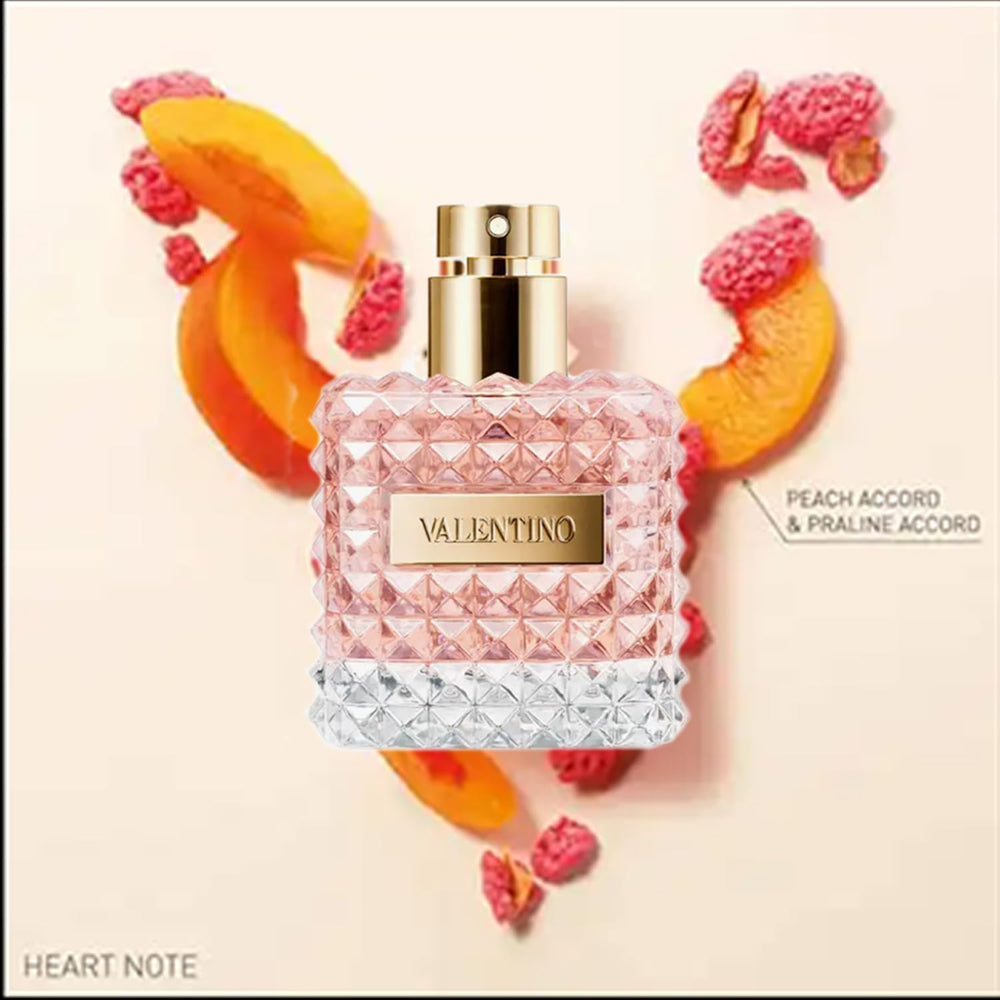 Valentino Donna EDP iris-accord close-up conveys floral sophistication