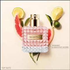 Valentino Donna EDP rose-heart close-up emphasizes Bulgarian rose and iris