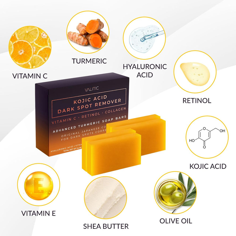 VALITIC Kojic Acid Dark Spot Remover Soap Bar with hyaluronic acid for nourishing skin