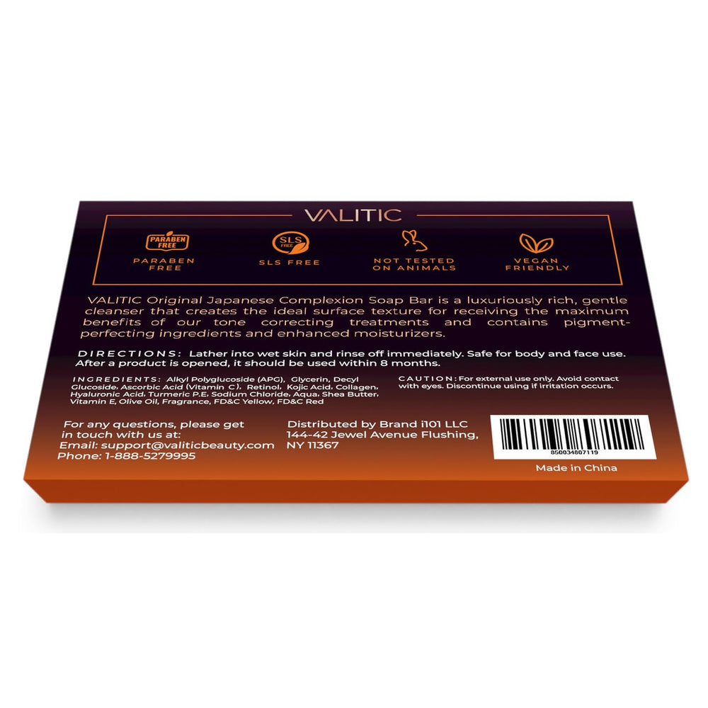 VALITIC Kojic Acid Dark Spot Remover Soap Bar ingredients: vitamin C for hydration