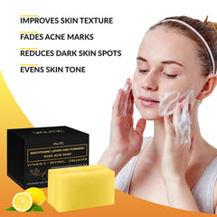 VALITIC lemon turmeric soap closeup highlights texture and rich lather