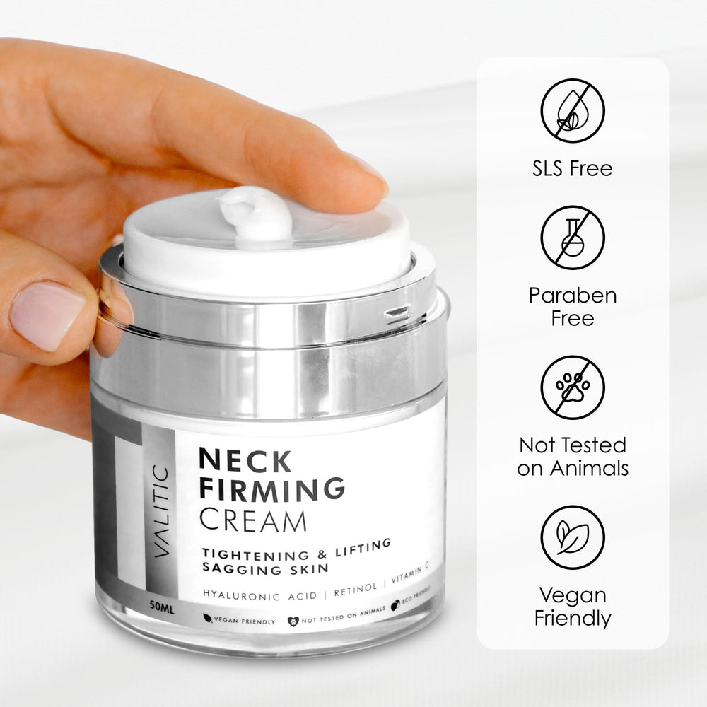 VALITIC neck cream with hyaluronic acid for deep hydration.