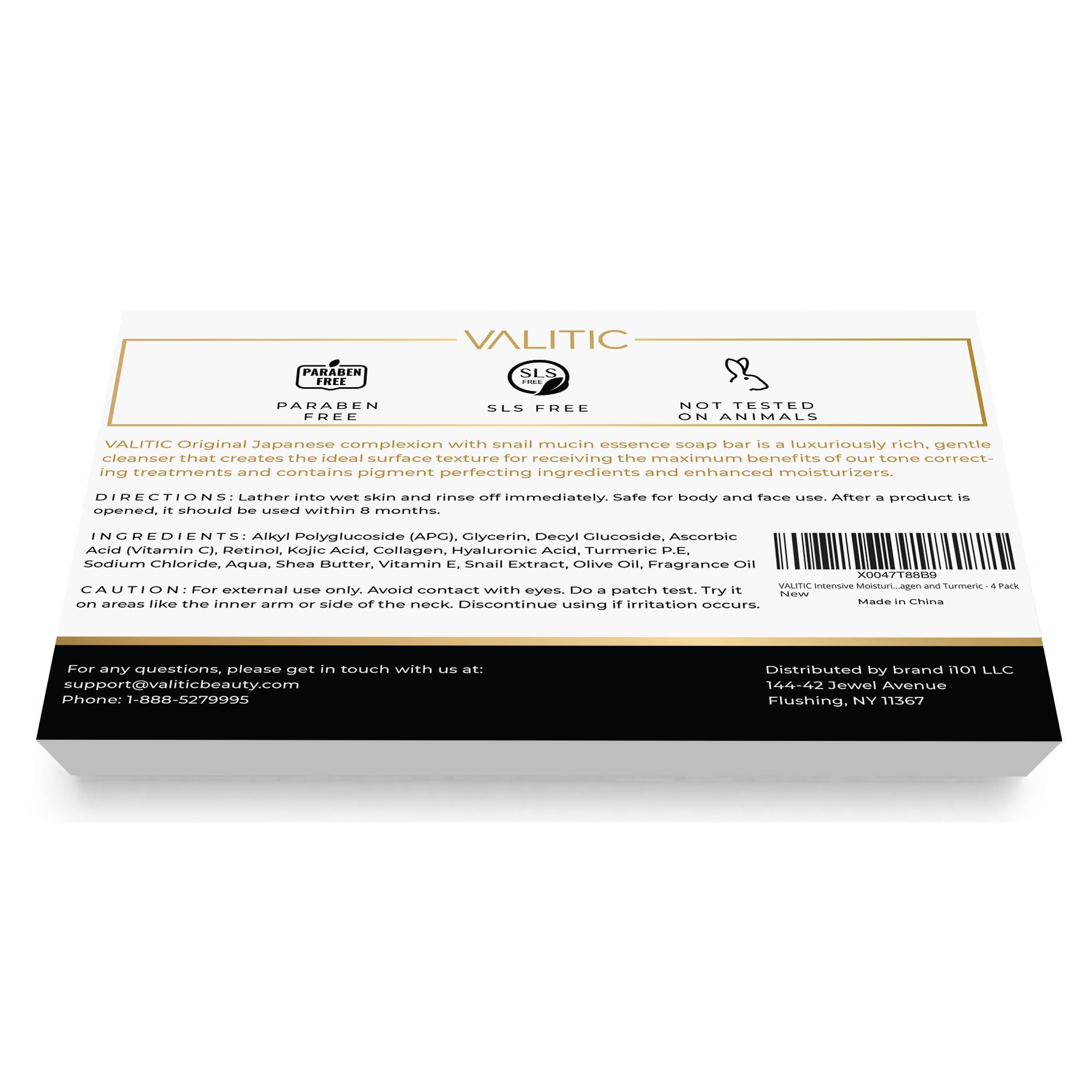 VALITIC snail mucin cleanser bar ingredients visual highlighting key actives