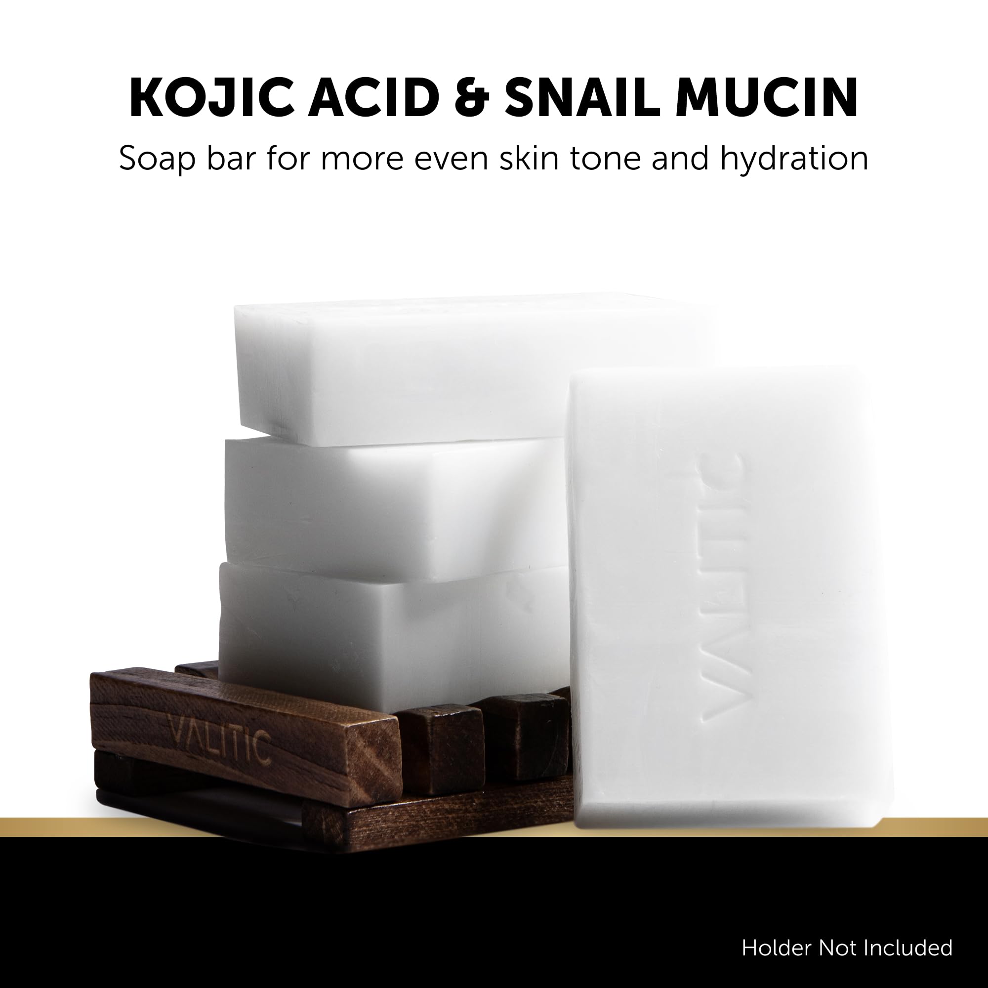 VALITIC snail mucin cleanser bar featuring kojic acid for even tone and gentle brightening