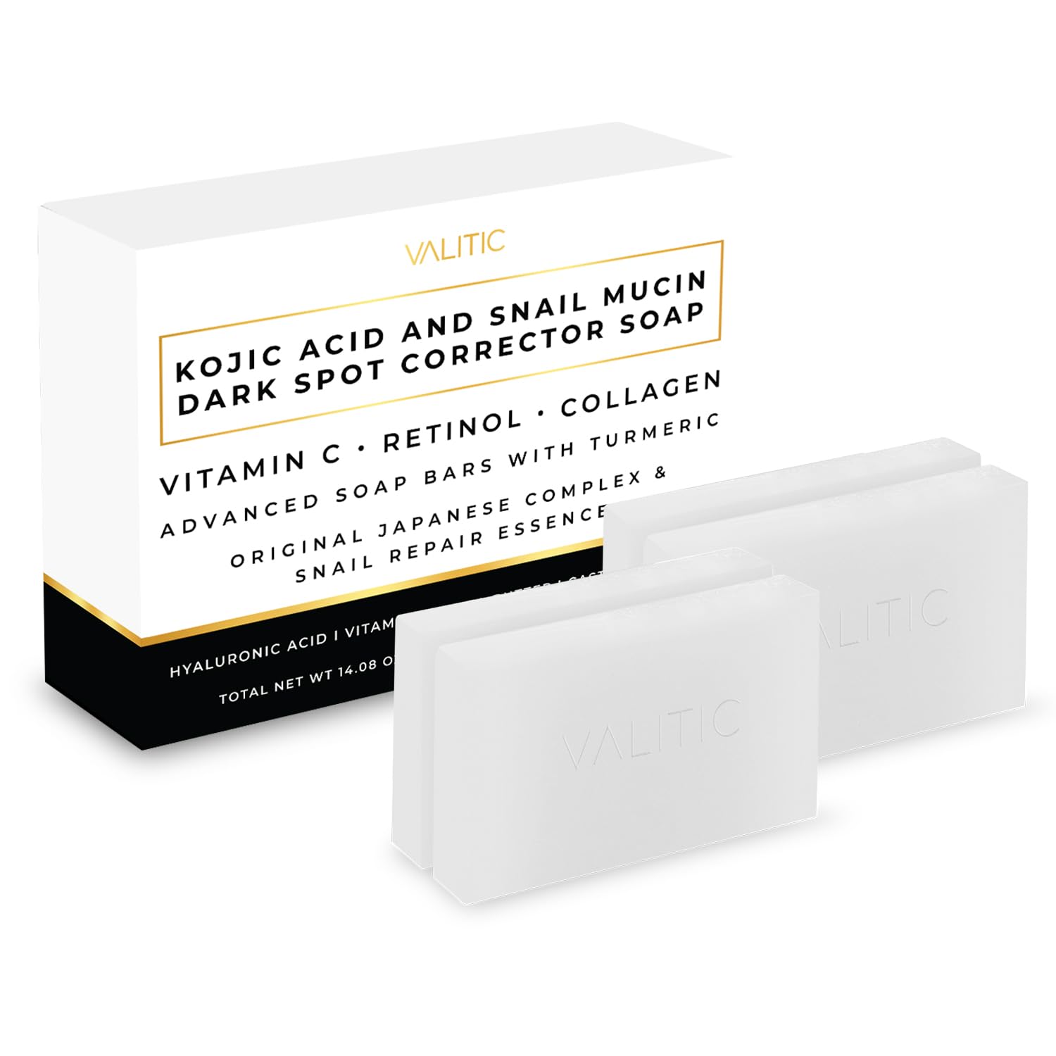VALITIC snail mucin cleanser bar with turmeric for deep hydration and brighter skin texture