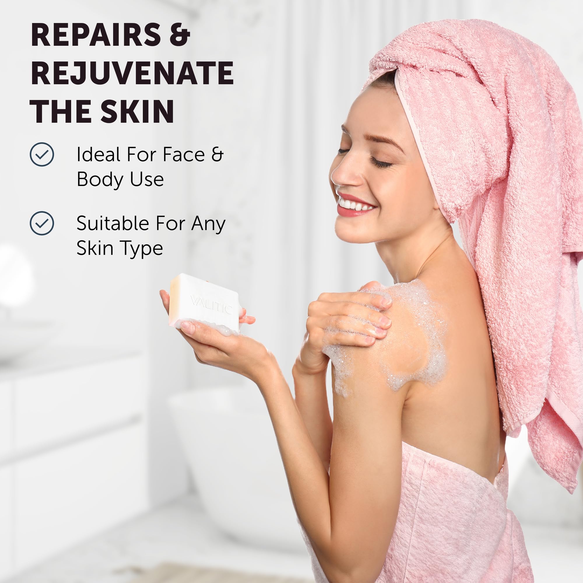 VALITIC snail mucin cleanser bar with water activates silky lather and gentle cleanse